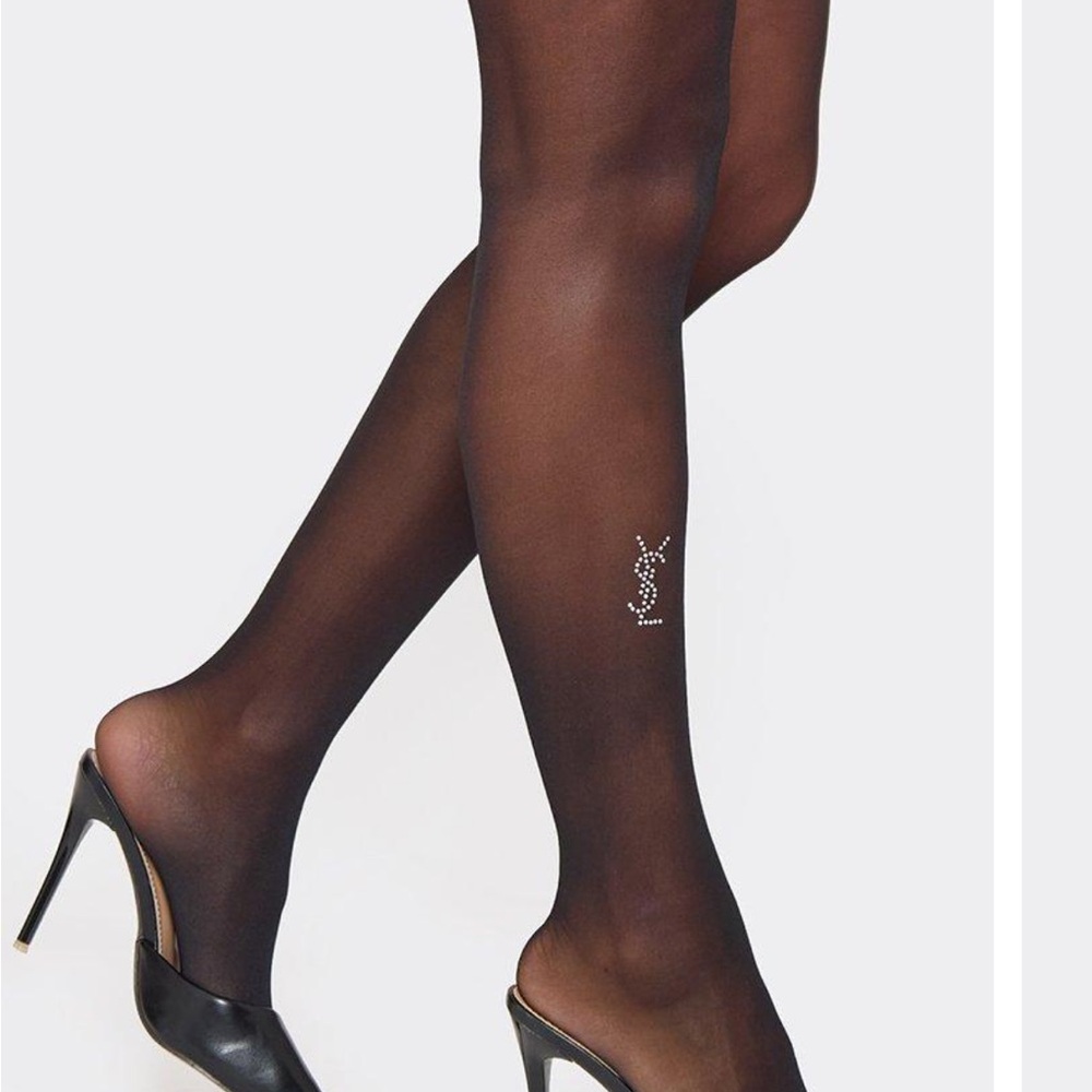 Embellished logo tights